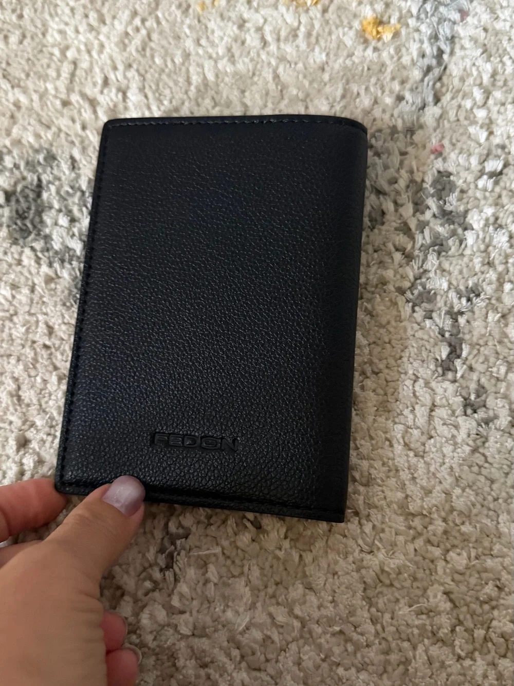 Black Leather Passport Wallet - Compact Travel Organizer